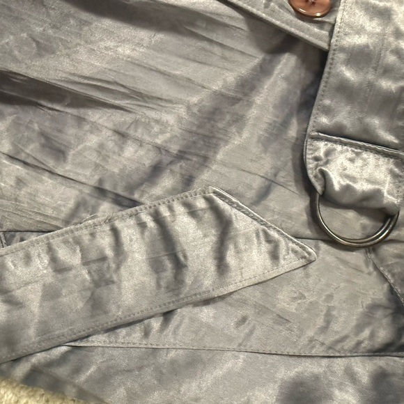 Irving Posluns size 7/8 (on tag) oversized trench EVC Silver w/ hint of blue - Picture 15 of 16